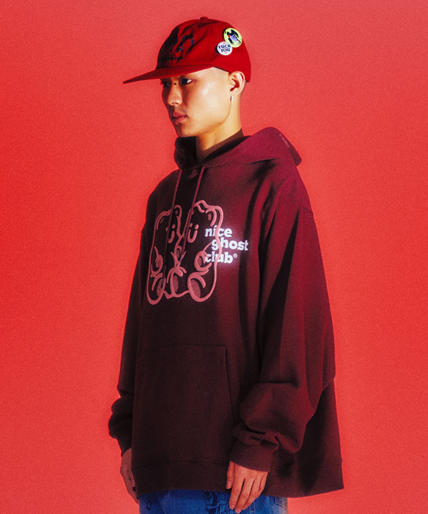 「NICE GHOST CLUB」 ジップアップパーカー L ブラウン レディース NICE GHOST CLUB」 ジップアップパーカー L ブラウン レディース