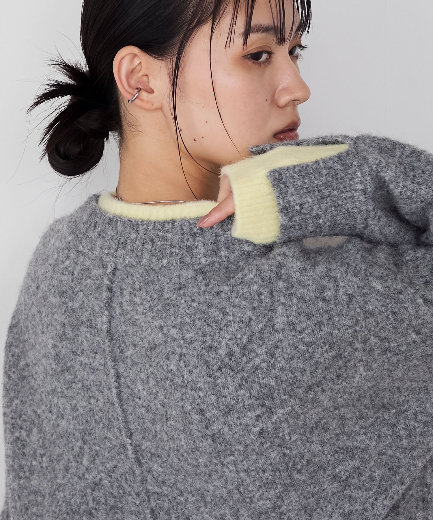 forksy.】エブリデイレイヤード風モックネックニットプルオーバー