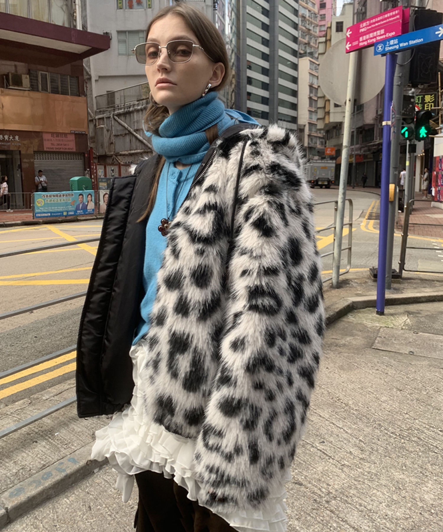 LONSLAN】リバーシブル レオパード ファージャケットコート