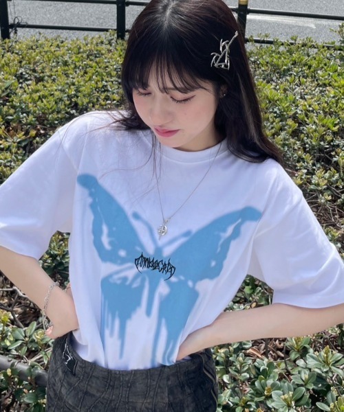 mahagrid/マハグリッド』 BUTTERFLY GOTH TEE/蝶 Tシャツ