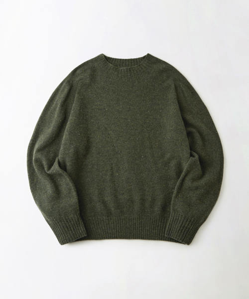 PURE WOOL WHOLEGARMENT KNIT — меланж оливковый