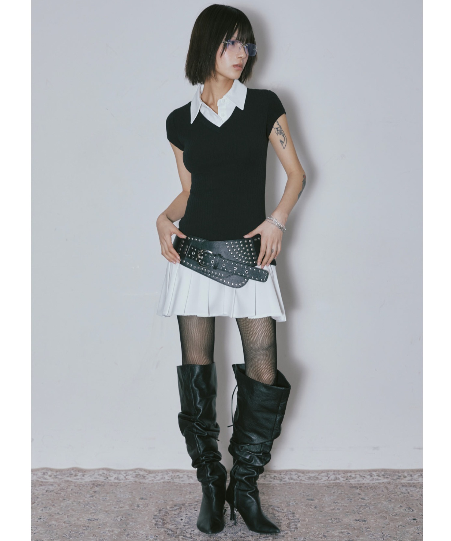 A'GEM/9 × .kom 『NIIER NOR/ニーアノア』 LAYERED SHIRT DRESS A'GEM/9 × .kom 『NIIER NOR/ニーアノア』 LAYERED SHIRT DRESS