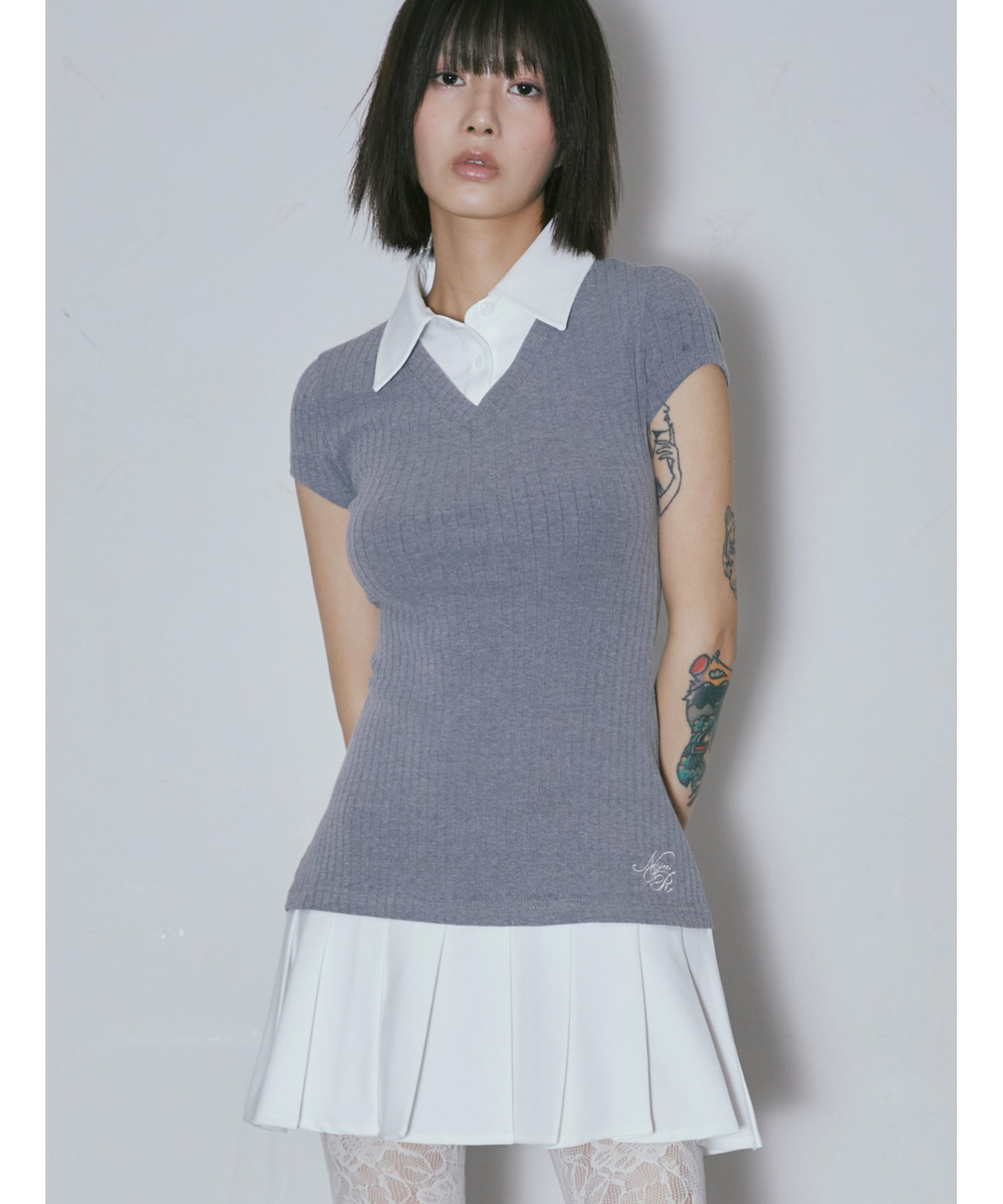 A'GEM/9 × .kom 『NIIER NOR/ニーアノア』 LAYERED SHIRT DRESS