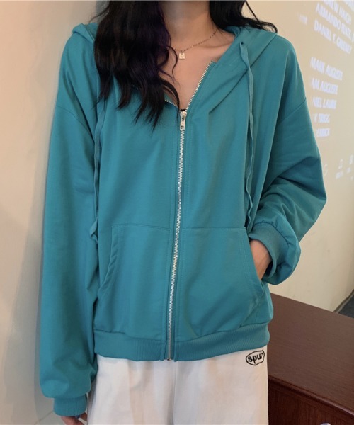 yuue' wear 受賞店 ロングスリーブジップアップパーカー