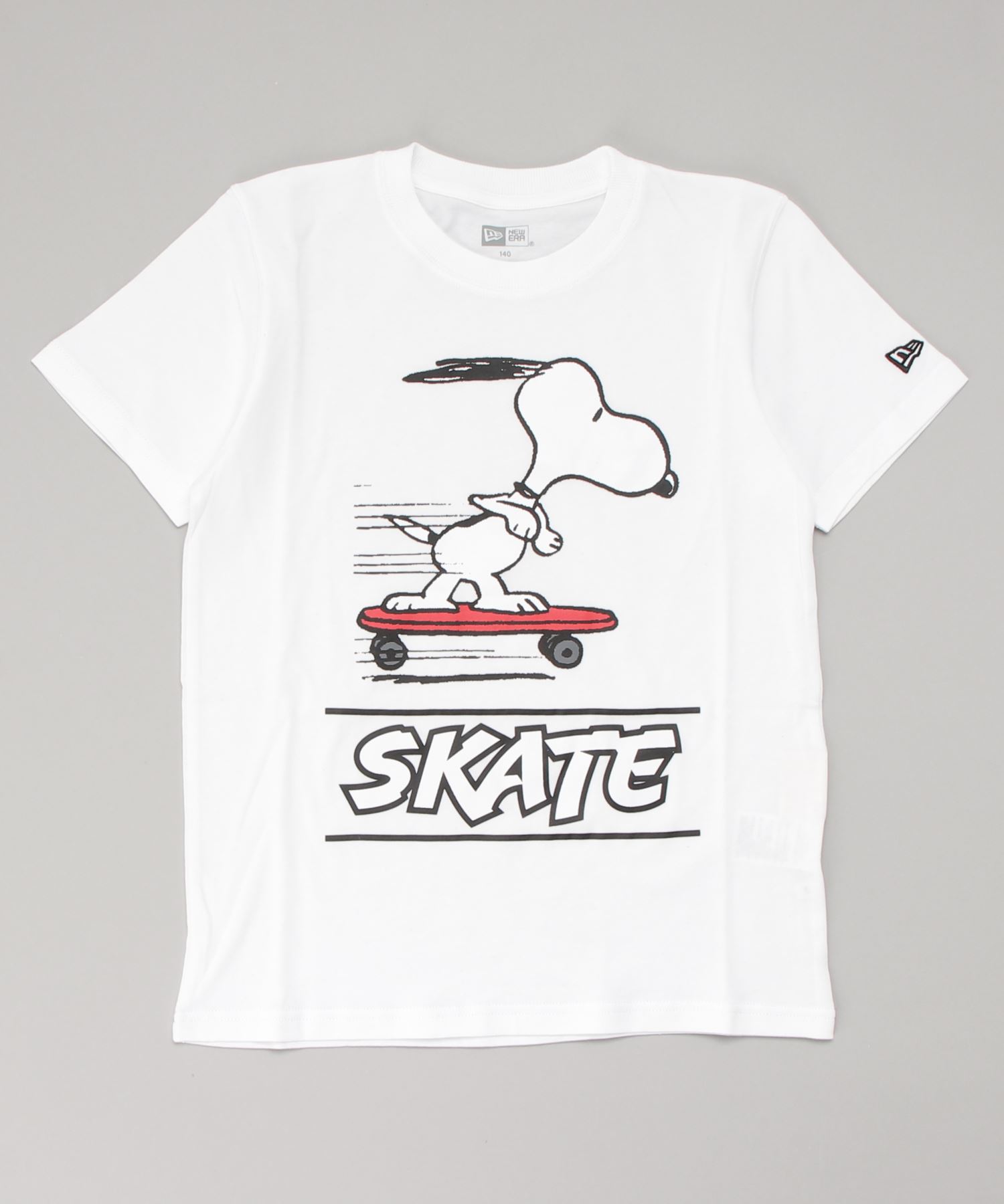 New Era ニューエラ Peanuts スヌーピー コラボ スケートプリントキッズtシャツ 140ｃｍ 160ｃｍ 半袖tシャツ ホワイト