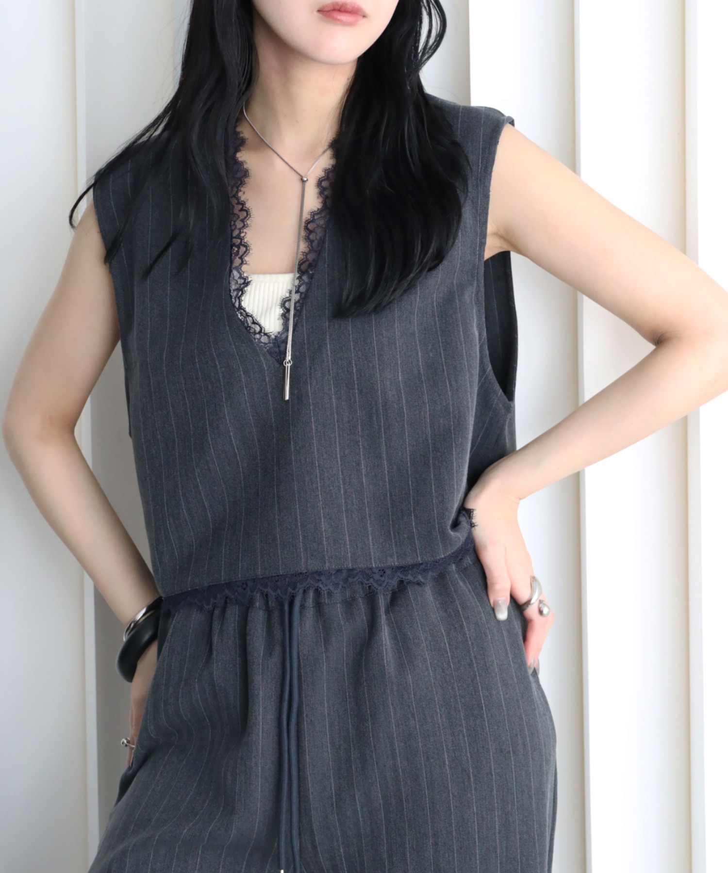 model：164cm. 着用サイズ：FREE