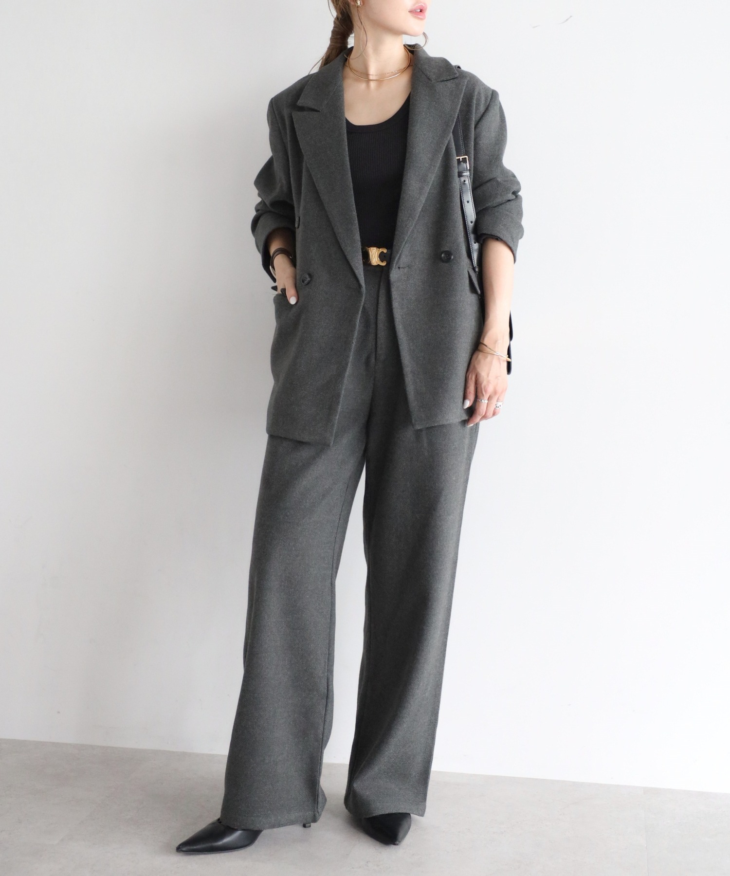 model:H165 着用サイズ:FREE(TALL)