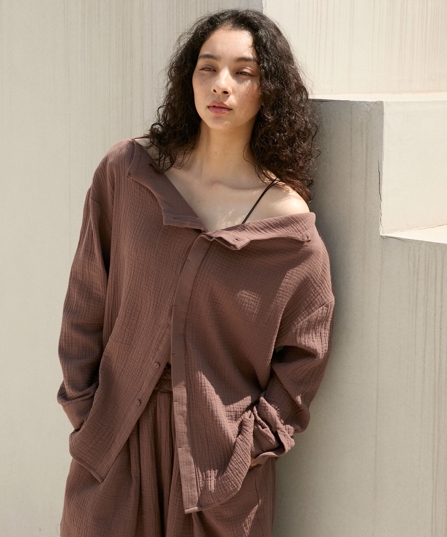 2way cotton gauze relax shirt / セットアップ対応 / 2way