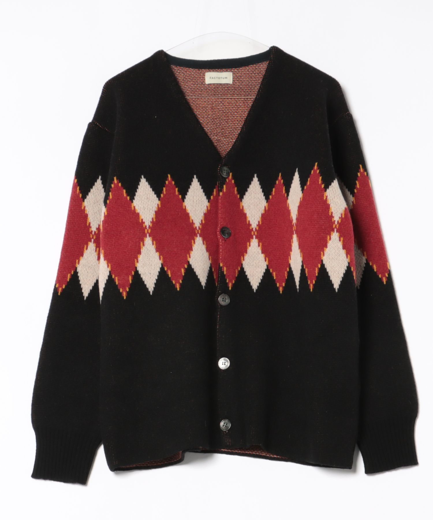 [FACTOTUM] C/C 7G Argyle Cardigan Knit — аргайл‑кардиган вязаный