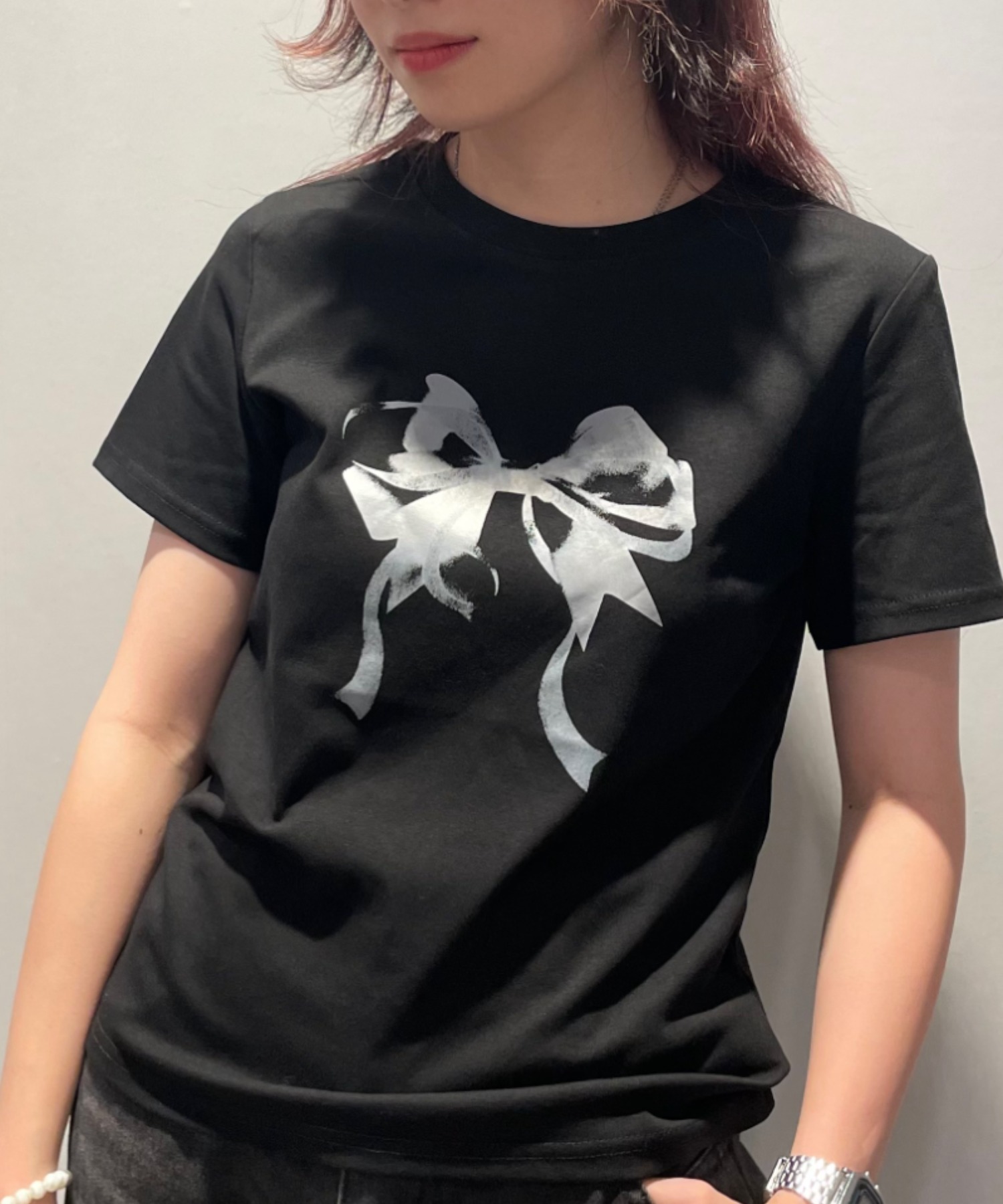 HERMES 半袖Tシャツ ホワイト/レッド リボンプリント HERMES エルメス ボルデュック リボン 半袖Tシャツ コットン 白