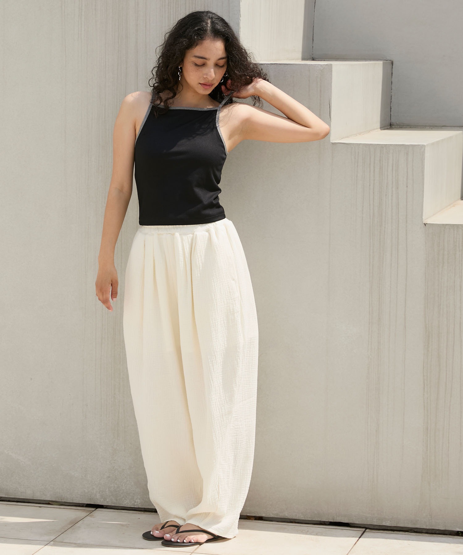 パンツ No.9463 cotton balloon string PT Cotton gauze relax balloon pants / セットアップ対応