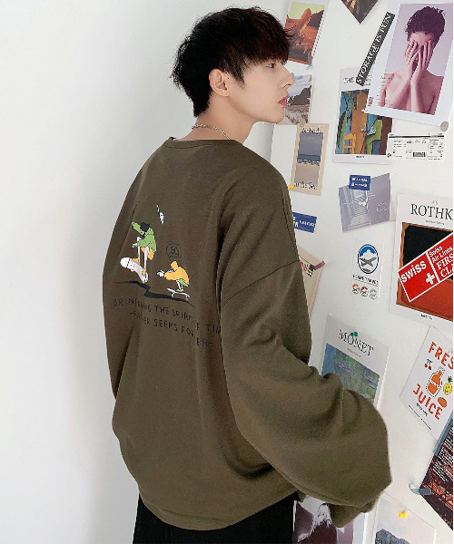 Neos Addictive Design 別注 交換無料 ビッグシルエット Tシャツ ロングスリーブ レトロ スケーターイラスト