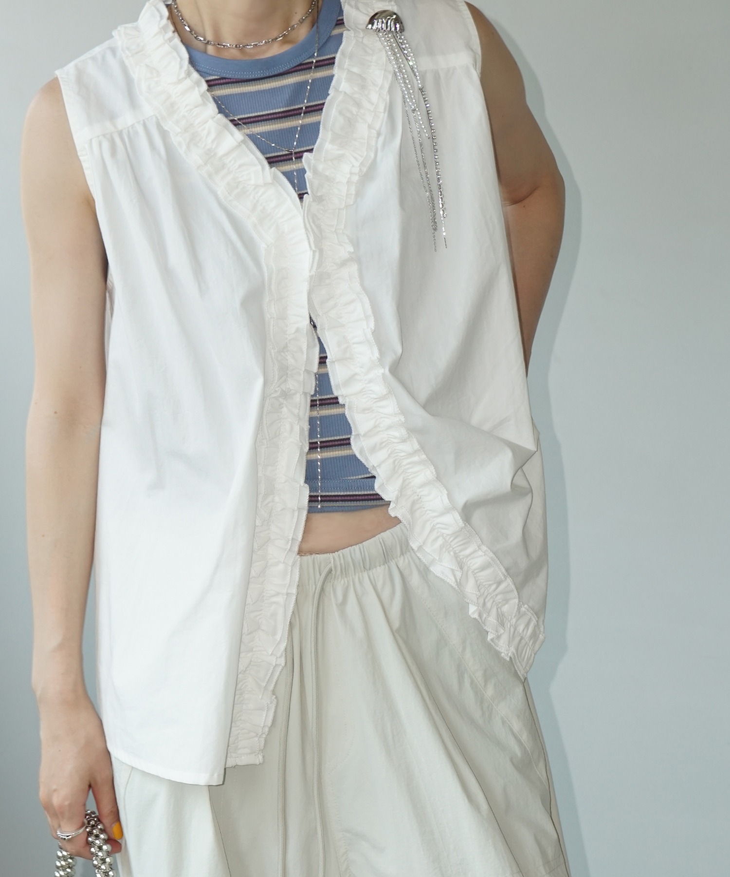 2wayフリルネックジレ chw25s071 レディース 2wayフリルネックジレ chw25s071-ファッション通販サイト