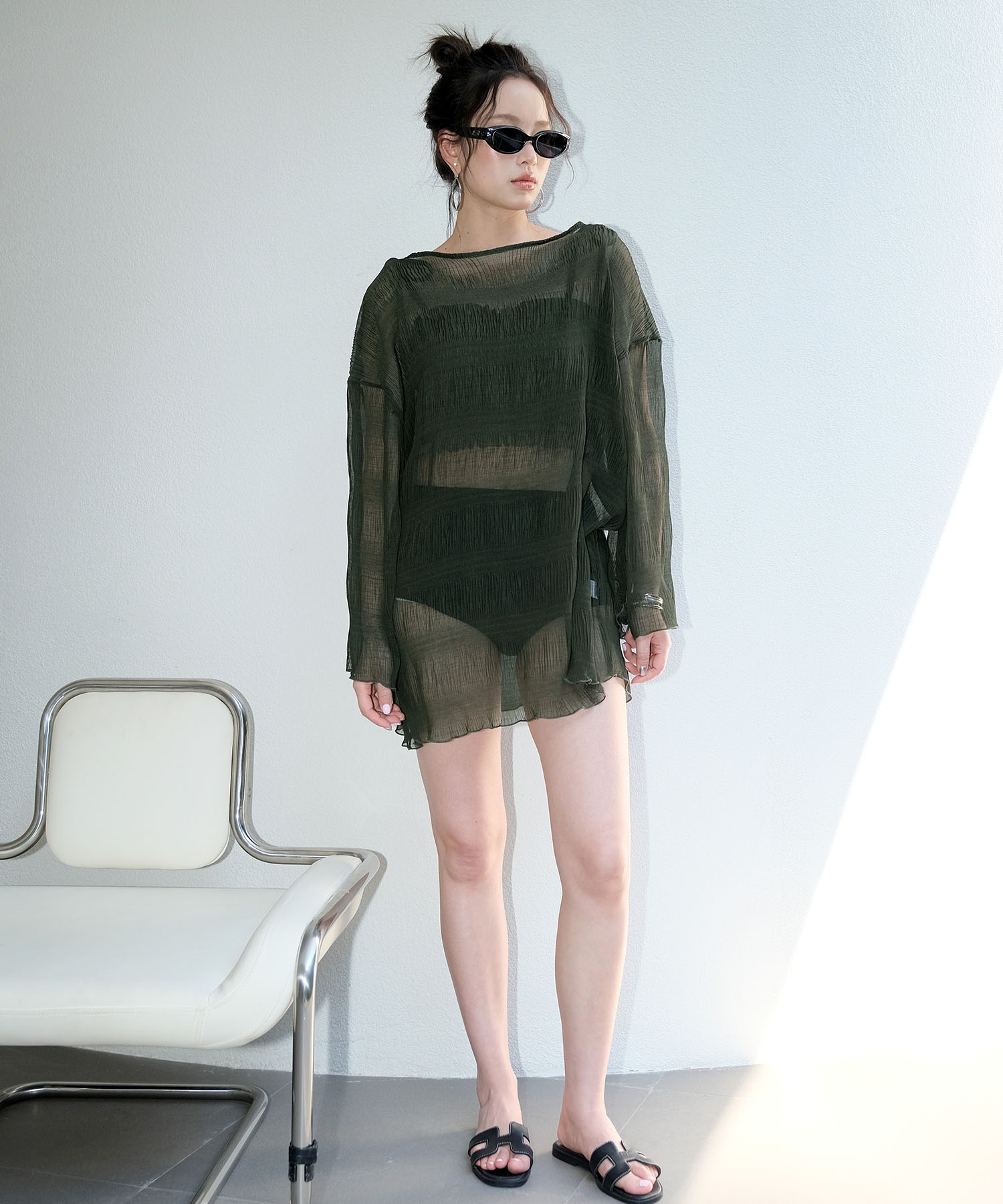 シアートップス付き シャーリングビキニ セール セットアップ 体型