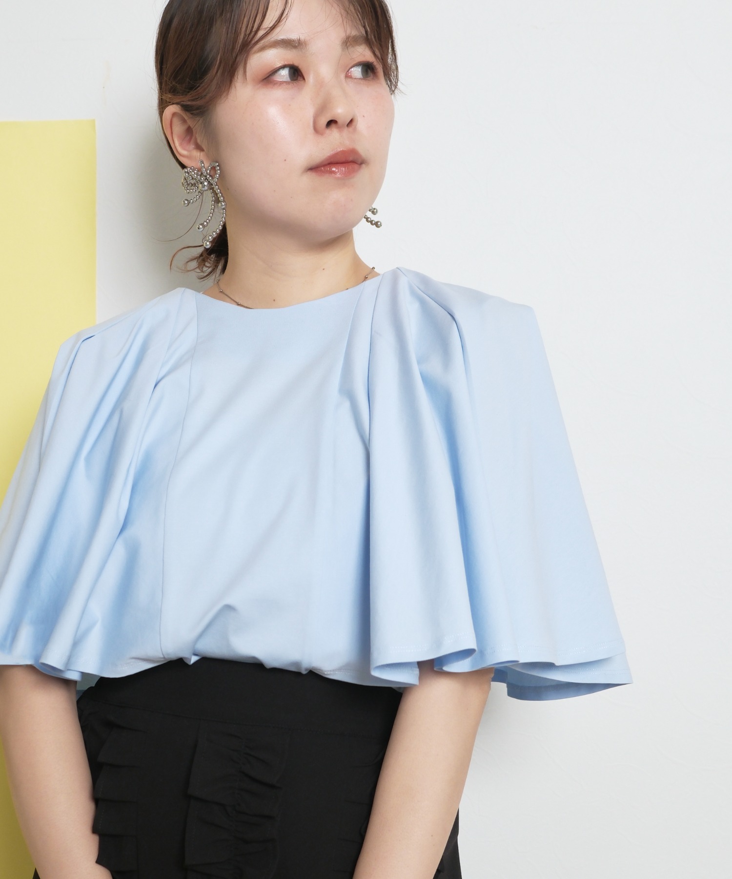 tシャツ ケープ風 裾ラウンドデザイン キレイ目カットソー Tシャツ レディース ケープ風 裾ラウンドデザイン キレイ目カットソー Tシャツ Palm