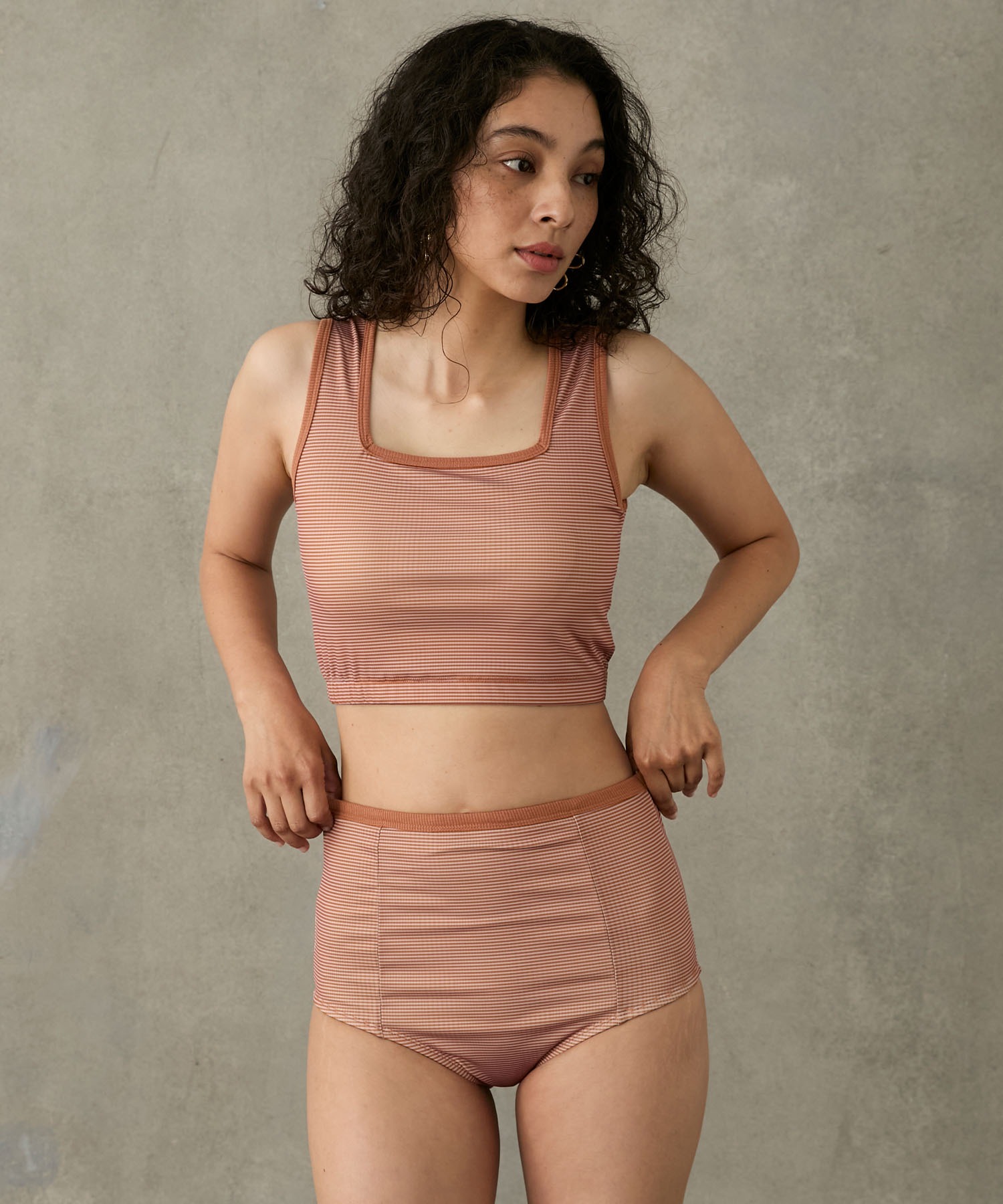 Robert P. Miller / Multi border swim Tank top＆Panties set