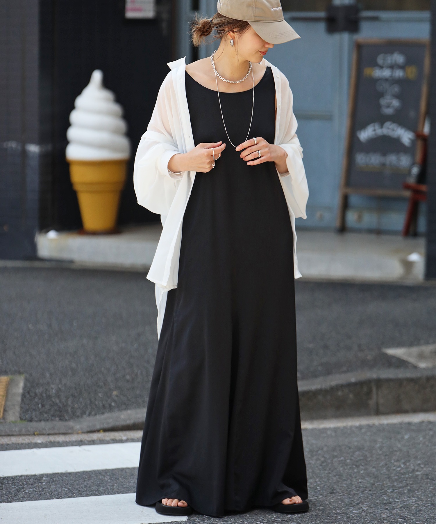 総丈115cm 裾回り170cm ミンク フレア ロング 毛並み◎ なめし柔らか BONJOUR SAGAN公式オンラインストア / 裾フレアタンクロングワンピース