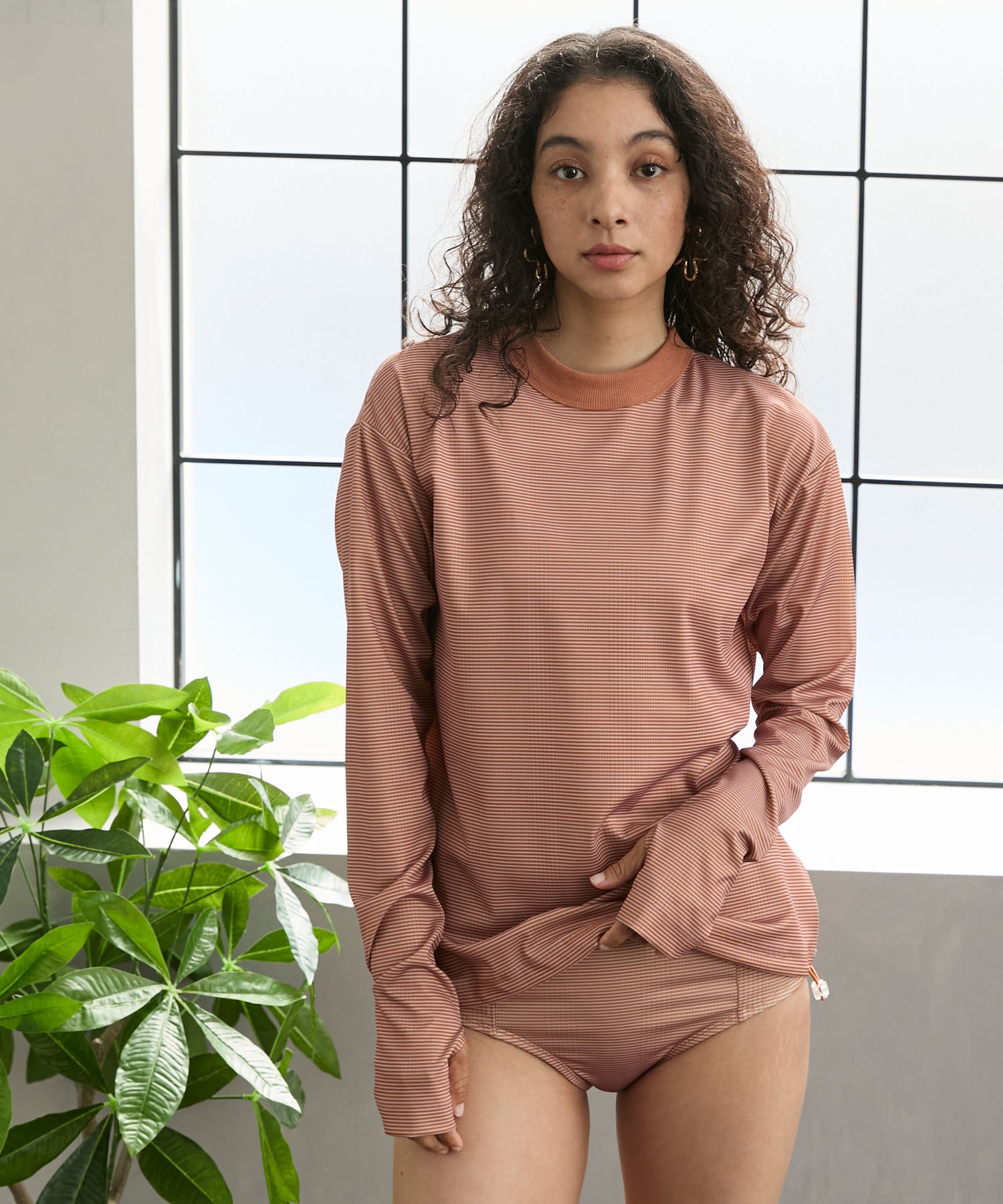 水着・ラッシュガード 2Way Cut-Out Ribbed Swimwear Halcurt Women's Half Zip Short Sleeve Rash Guard Swim Top