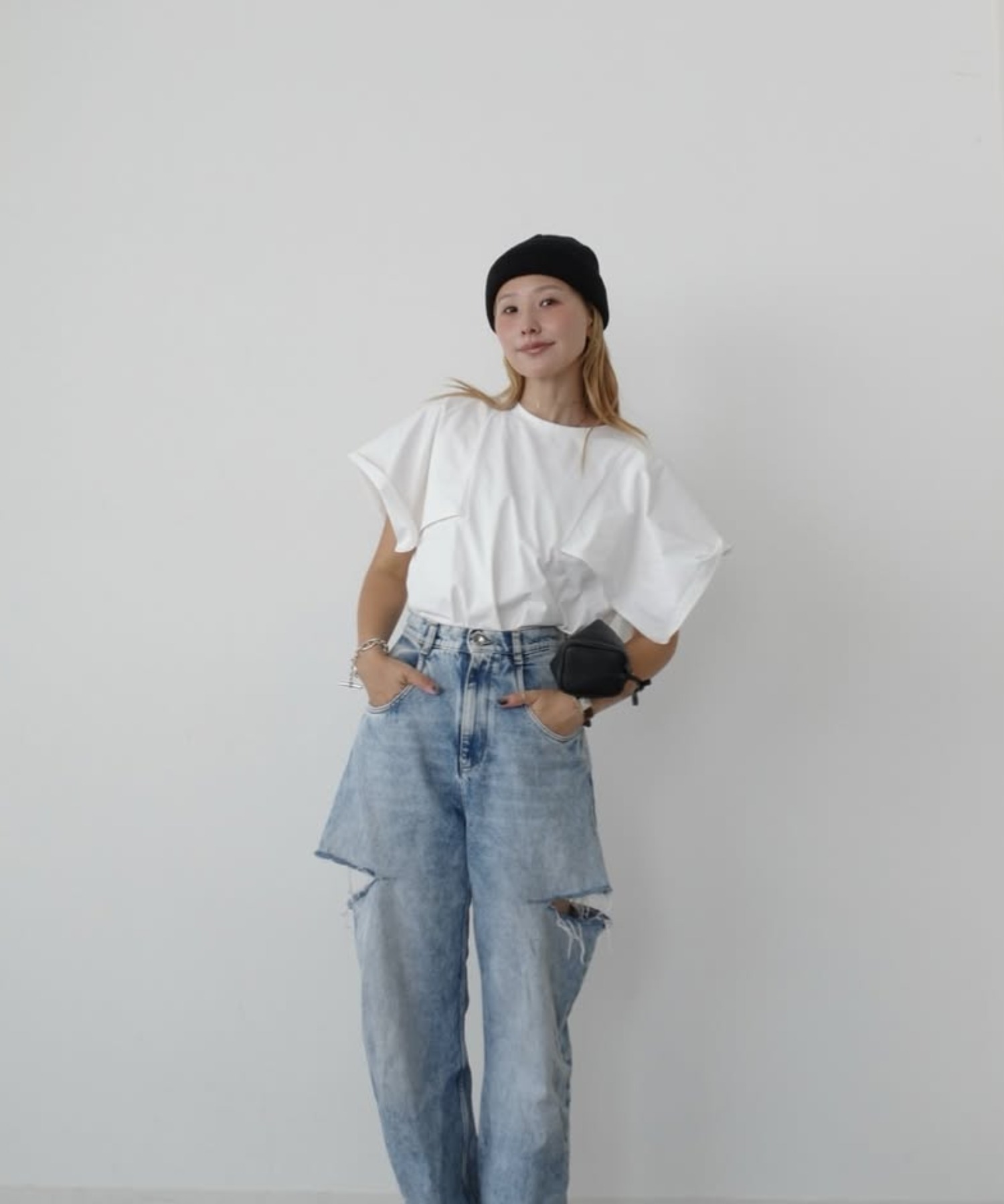 model：H163 着用サイズ：FREE