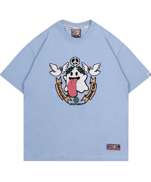tシャツ A'GEM/9 × .kom 「GRAF＆WU/グラフアンドユー」 ワンポイントゴースト半袖カットソー レディース メンズ A'GEM/9 × .kom 『GRAF&WU/グラフアンドユー』 ワンポイント