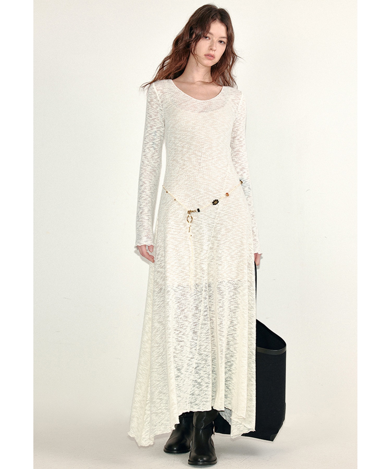 インナー付き シアーニットロングワンピース FC25L016【Fano