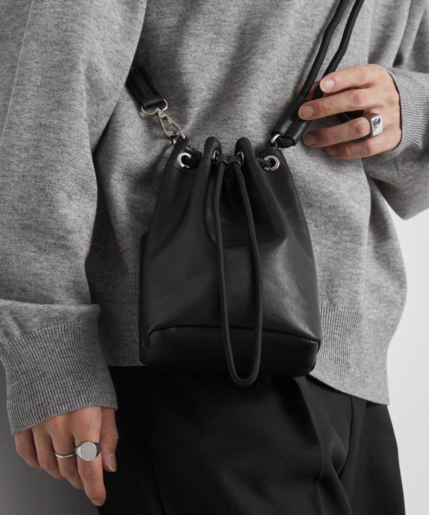 レザー 巾着 ミニ ショルダーバッグ MONO-MART│MONO-MART [モノマート