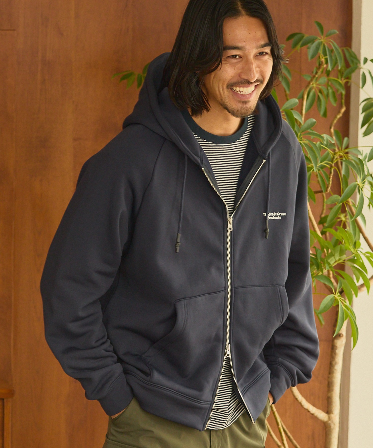 裏ボアフリース ボックスシルエット ラグランスリーブ ダブルジップ