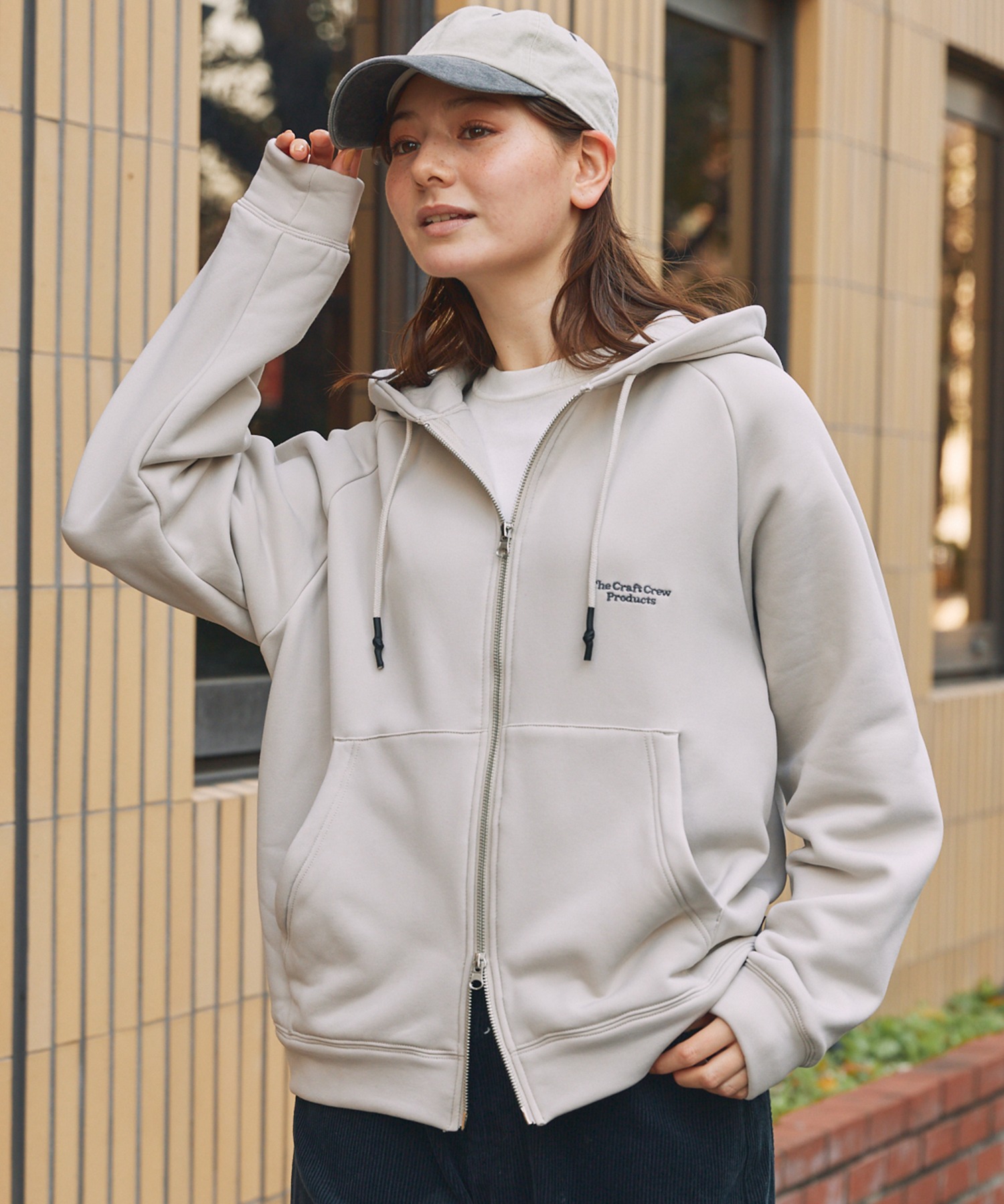 裏ボアフリース ボックスシルエット ラグランスリーブ ダブルジップ