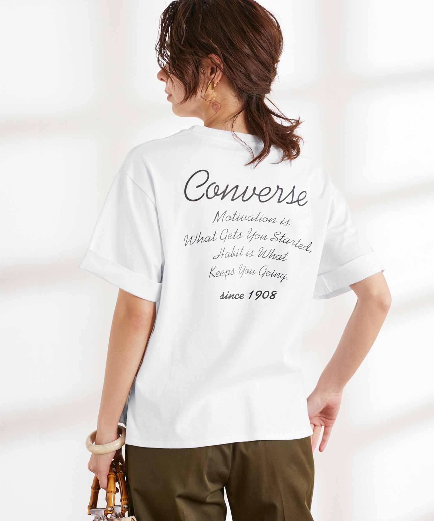 Converse コンバース Chaco Closet別注 袖ロールアップバックロゴプリント半袖tシャツ Chaco Closet Chaco Closet チャコクローゼット 公式オンラインストア