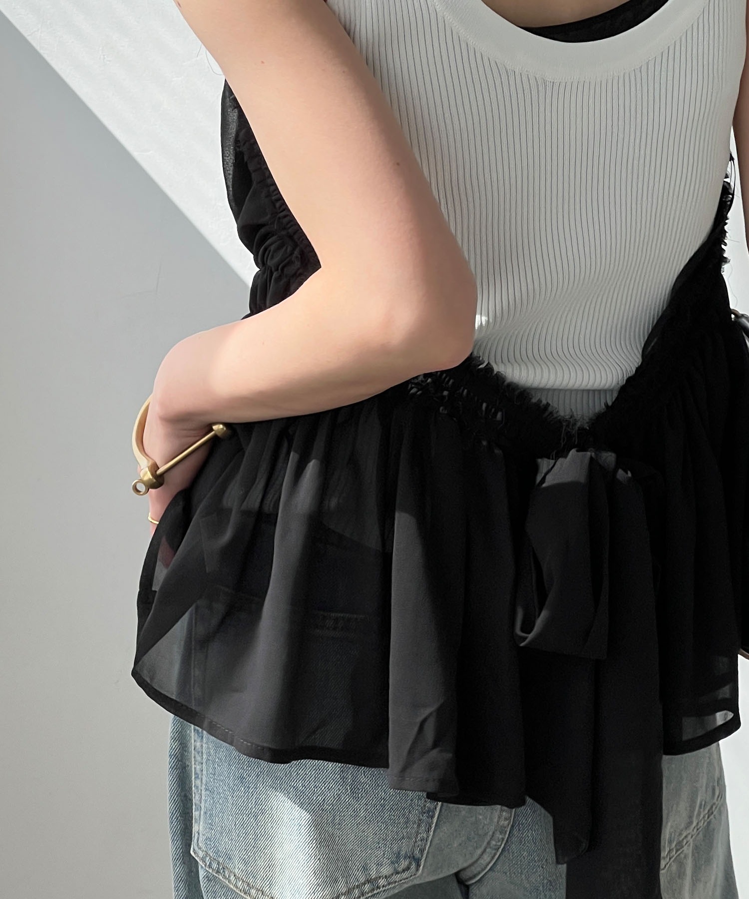 ギャザーフレア シアーエプロントップ chw25s028-ファッション通販