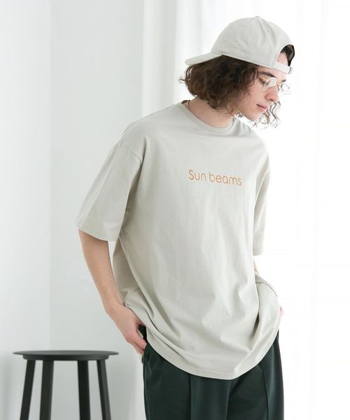 50%OFF coen コーエン レディース FEELING MADE ブラッシュドコットン フロッキープリント Tシャツ ベージュ