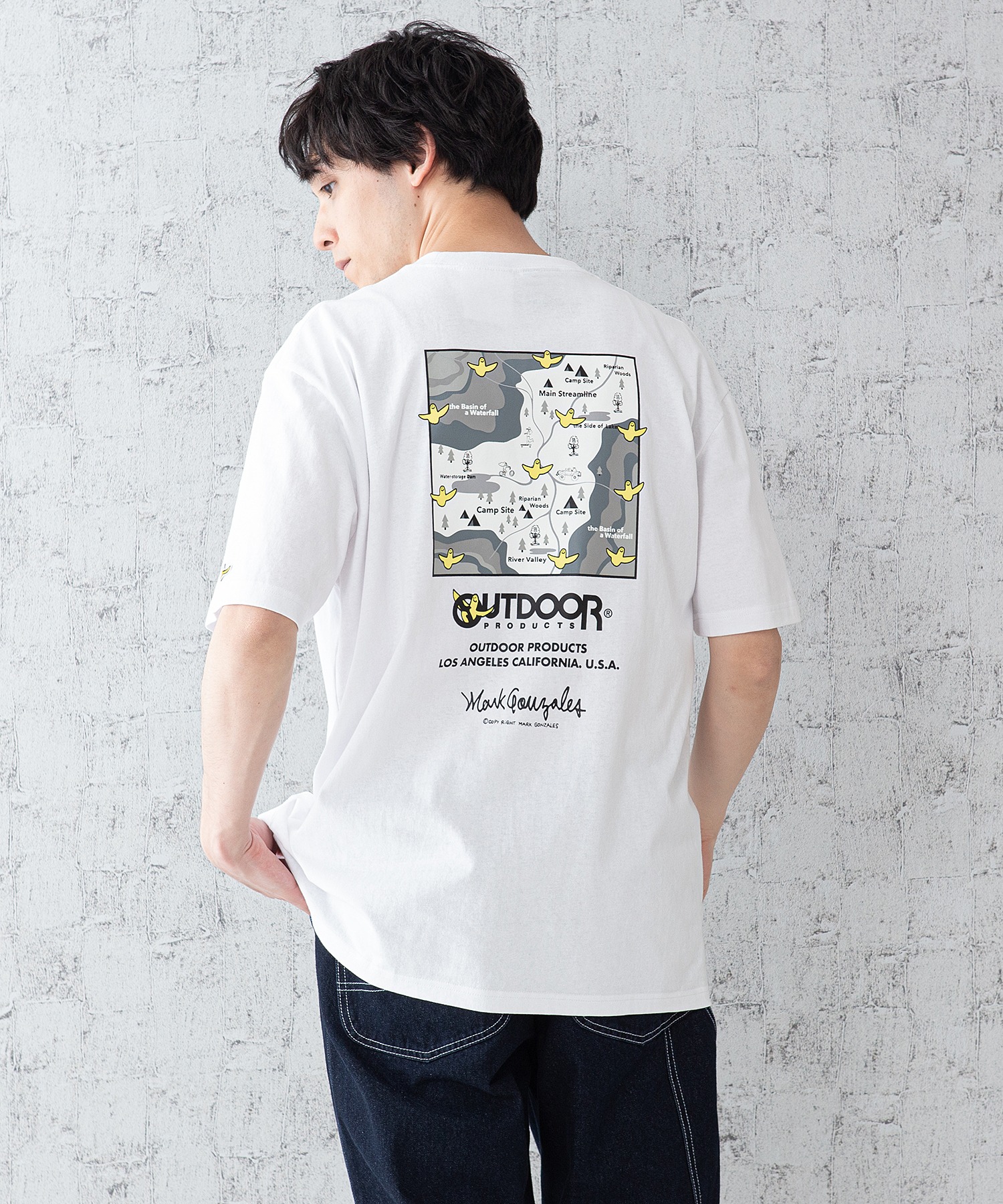 【OUTDOOR PRODUCTS × Mark Gonzales】バックプリント　コラボTシャツ