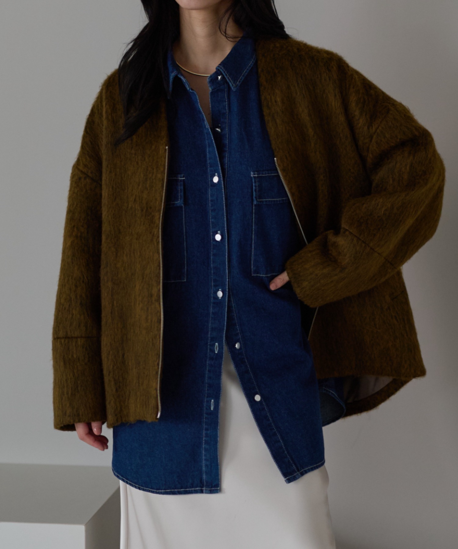 ＜新色マスタード＞
model：161cm
着用サイズ：FREE
