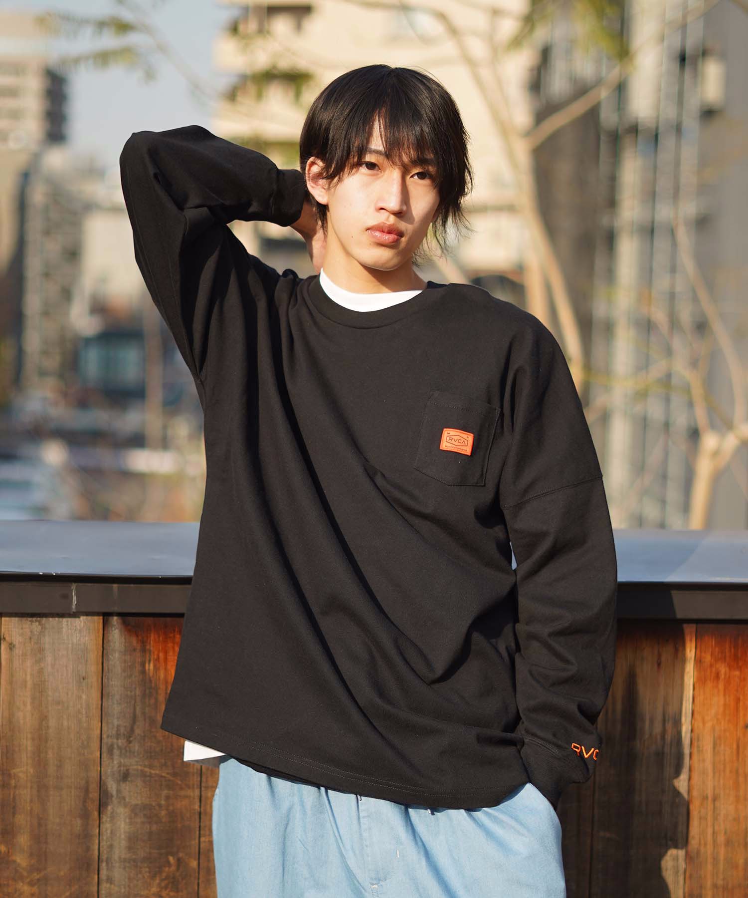 RVCA HOODIE LT ロングスリーブTシャツ ブラウンL - Tシャツ