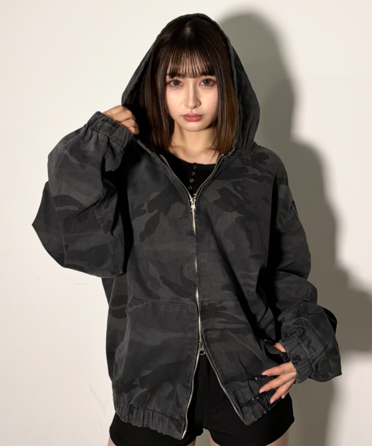 【美品】萌 ジップパーカー アシンメトリー 変形 異素材 Y2K ブラック Y2KピグメントZIPパーカー – WEGO ONLINE STORE