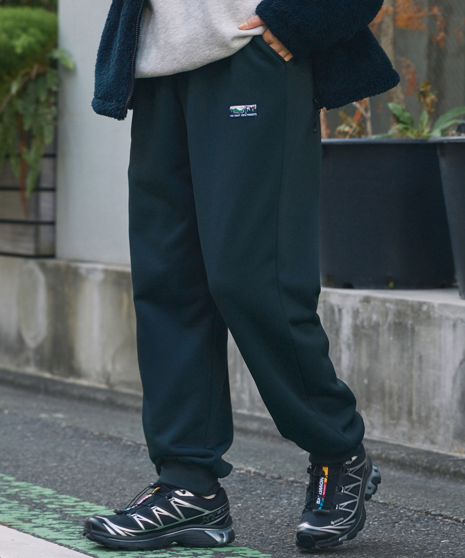 裏ボアフリース ワンポイントロゴ リラックスフィット ジョガー