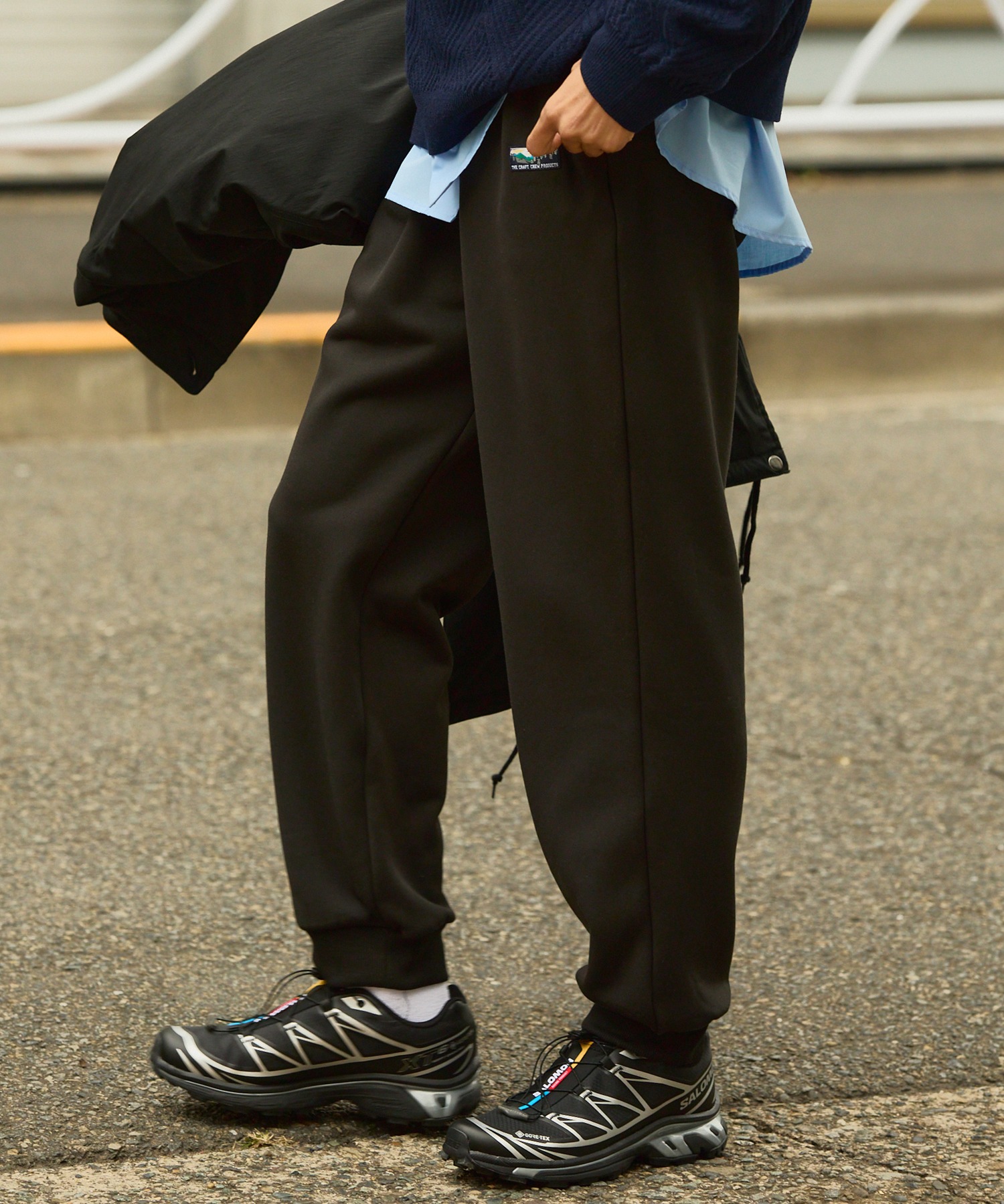 えいぴー 裏ボアフリース ワンポイントロゴ リラックスフィット ジョガー