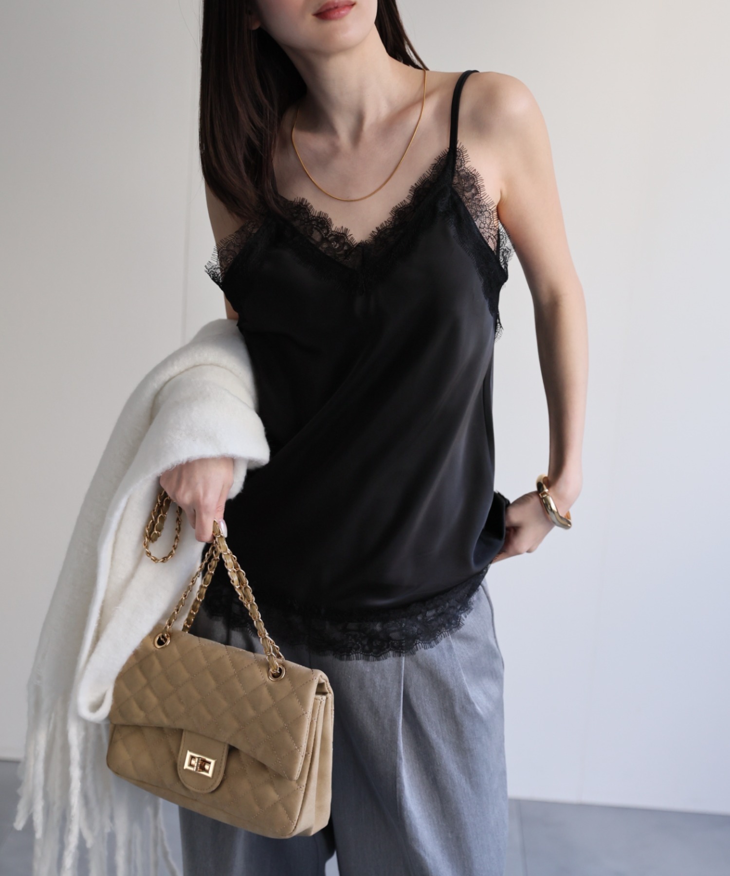 model：162cm 着用サイズ：F