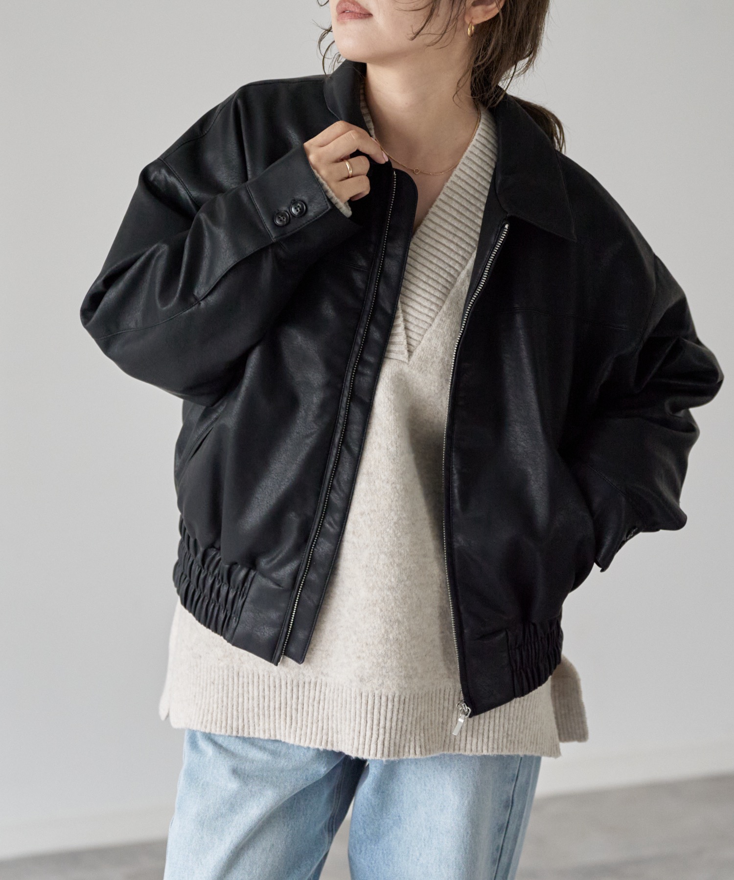 model: 162cm. 着用サイズ：FREE