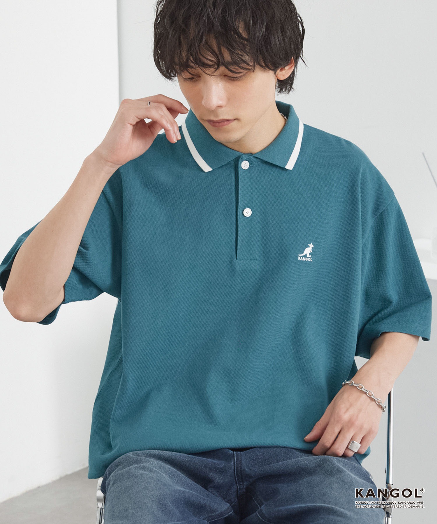 KANGOL/カンゴール 別注 ロゴワンポイント刺繍ライン オーバーサイズ