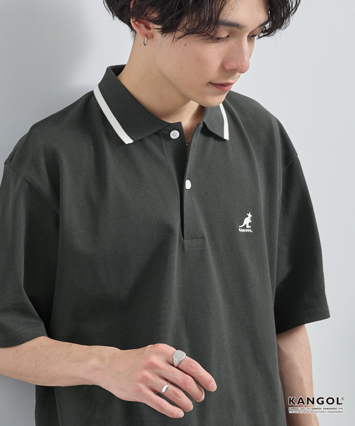 KANGOL/カンゴール 別注 ロゴワンポイント刺繍ライン オーバー