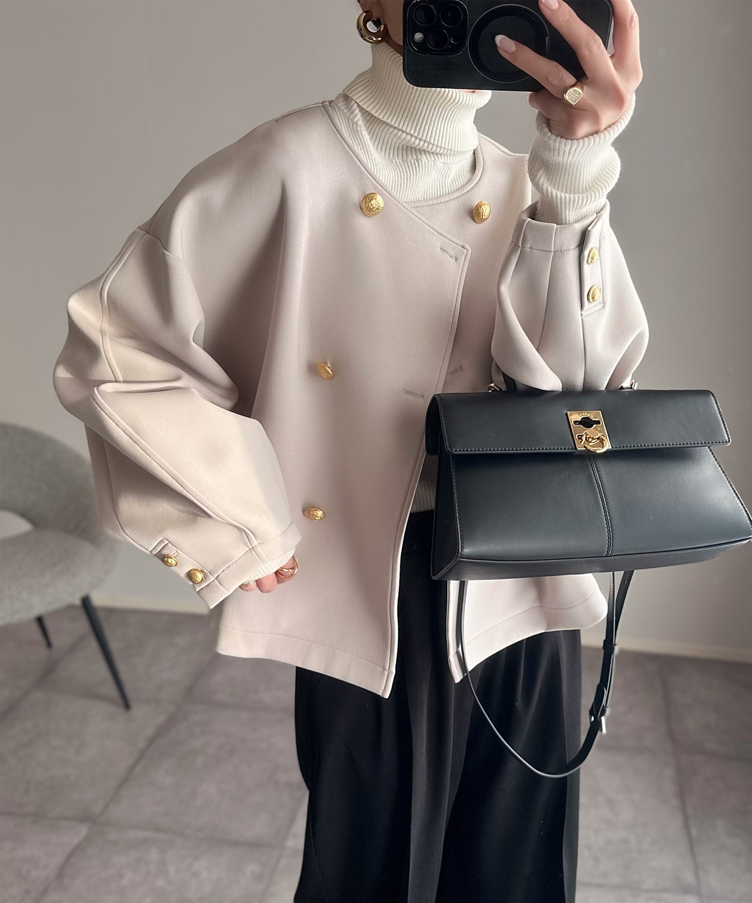 大人気✨ADORE✨リオネルノーカラージャケット ノーカラー オケージョン 38 特価】Oggiコラボ 2Wayストレッチツイル ノーカラージャケット
