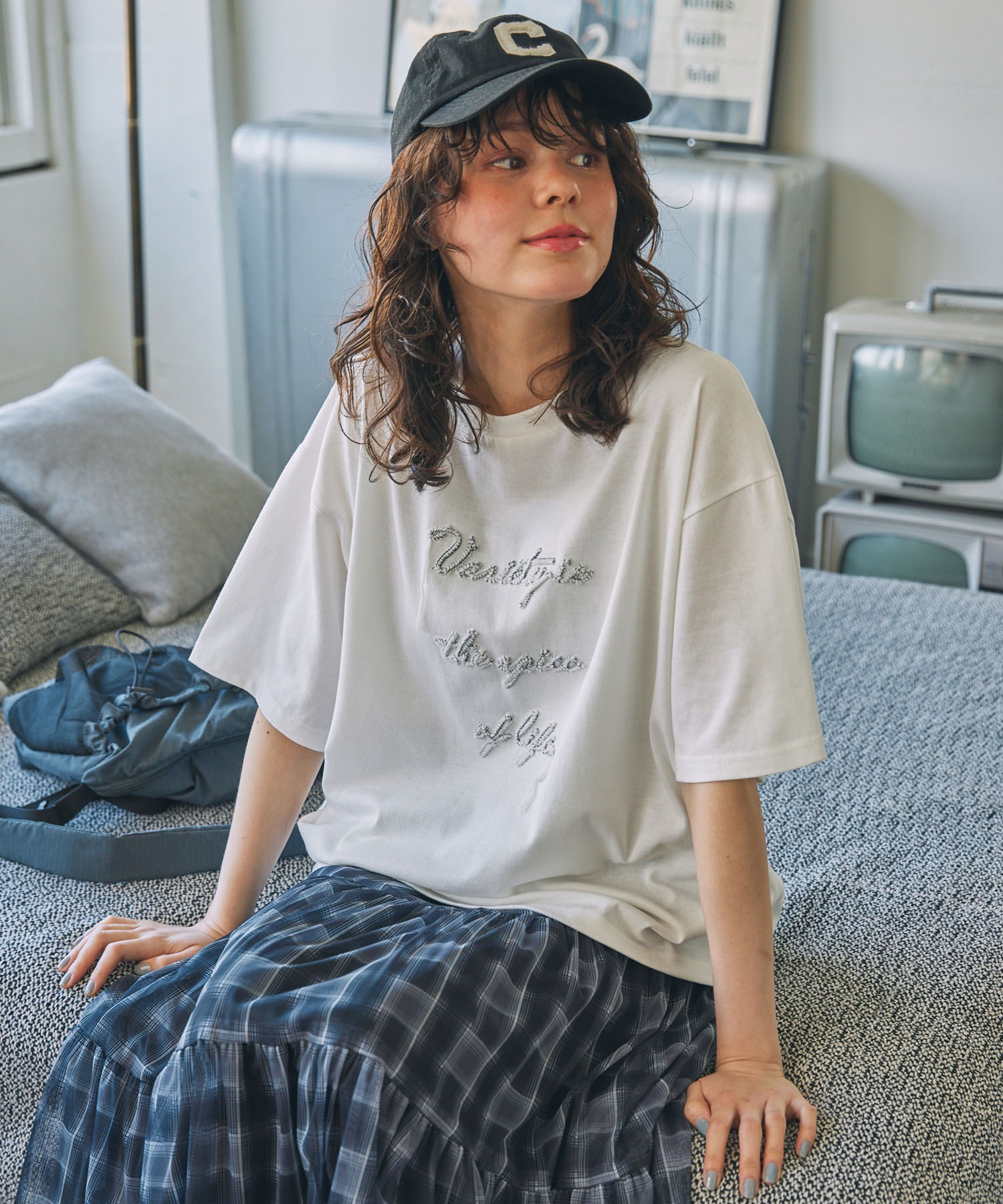 コード刺繍 メッセージ ロゴ半袖Tシャツ MONO-MART LADY'S│MONO