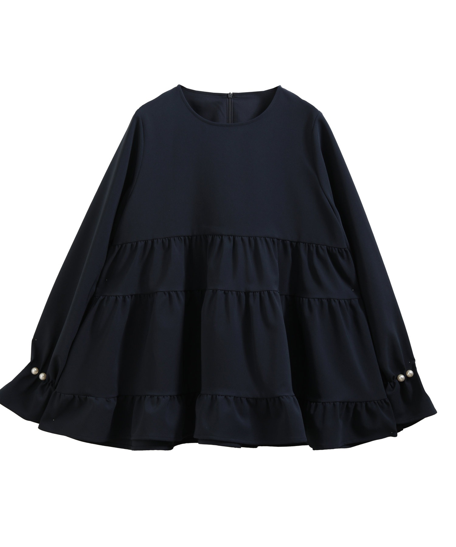 タックパール袖ティアードトップス