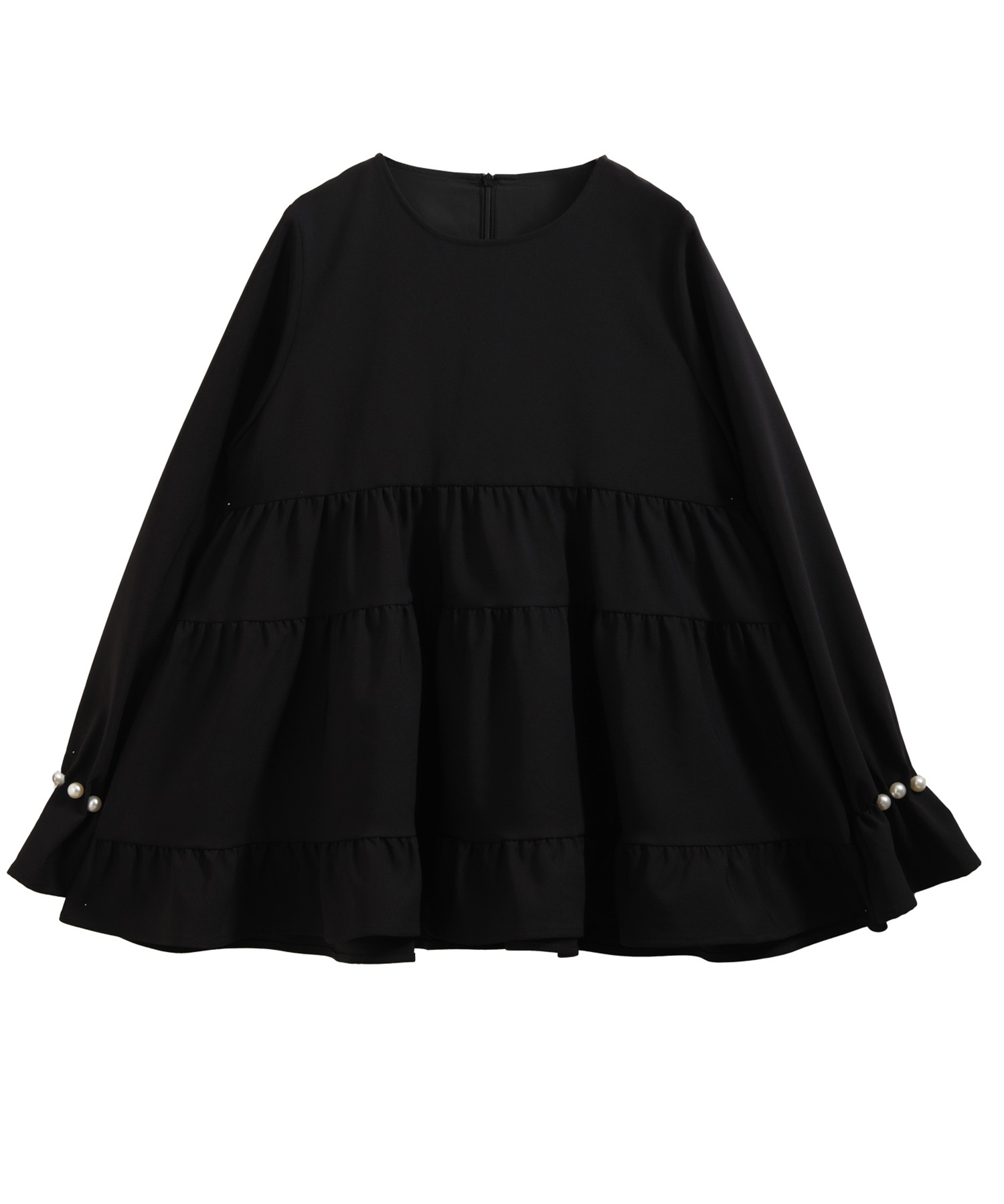 タックパール袖ティアードトップス