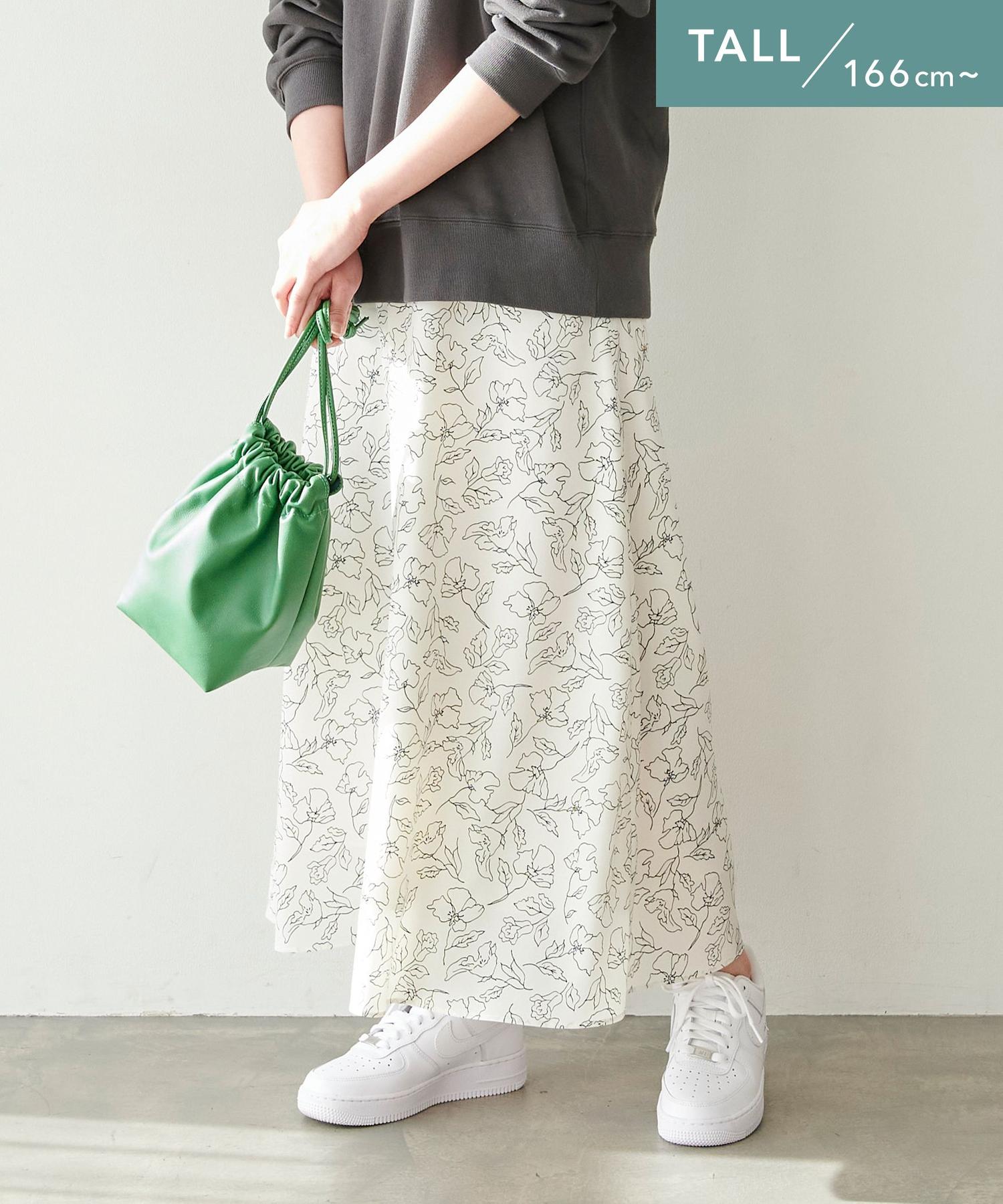 green label relaxing WEB限定 倉 TALL 花柄 H166〜 サテン ナロー 商い スカート