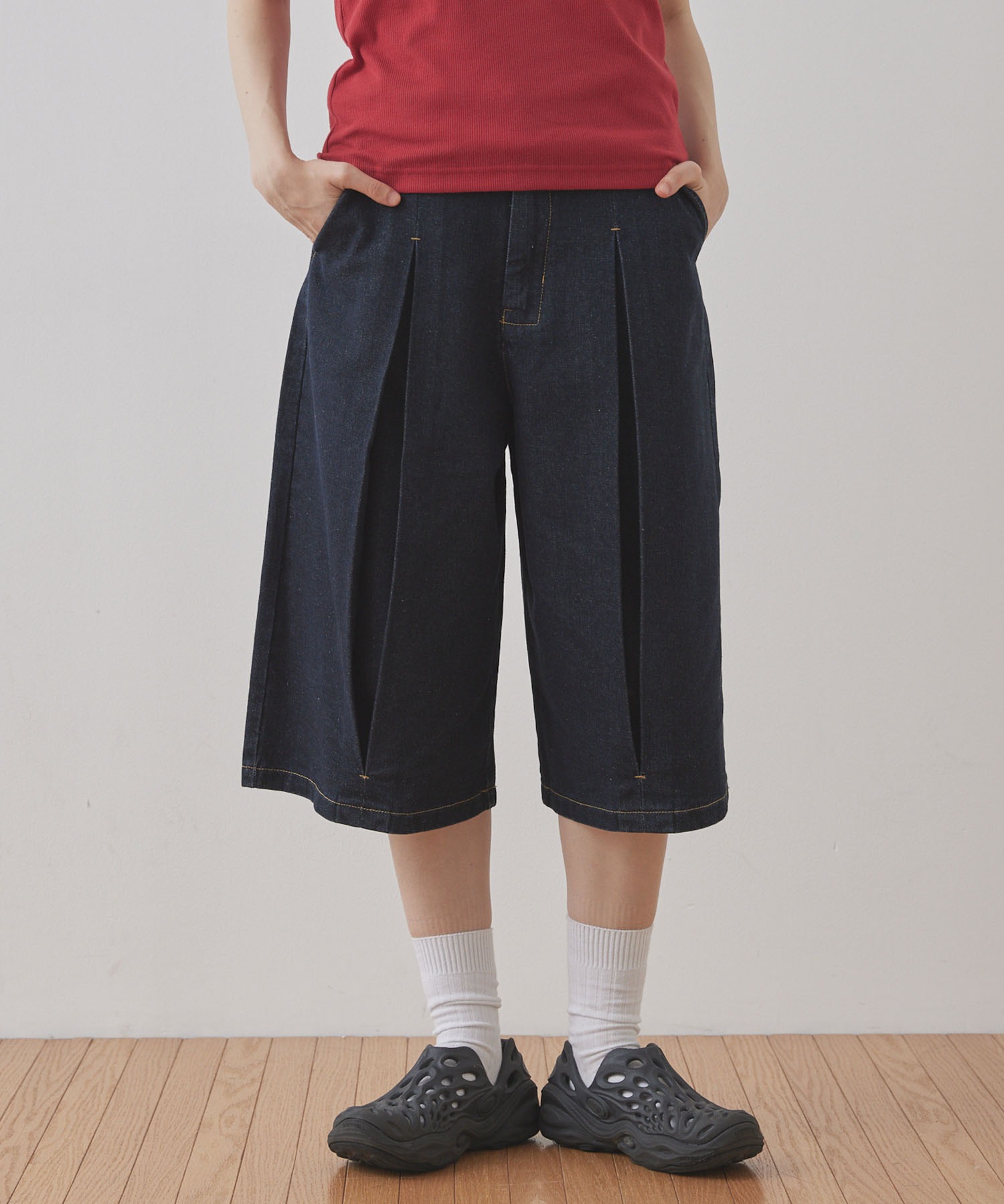Unblend】ボックスプリーツ デニム ハーフパンツ Unblend│MONO-MART