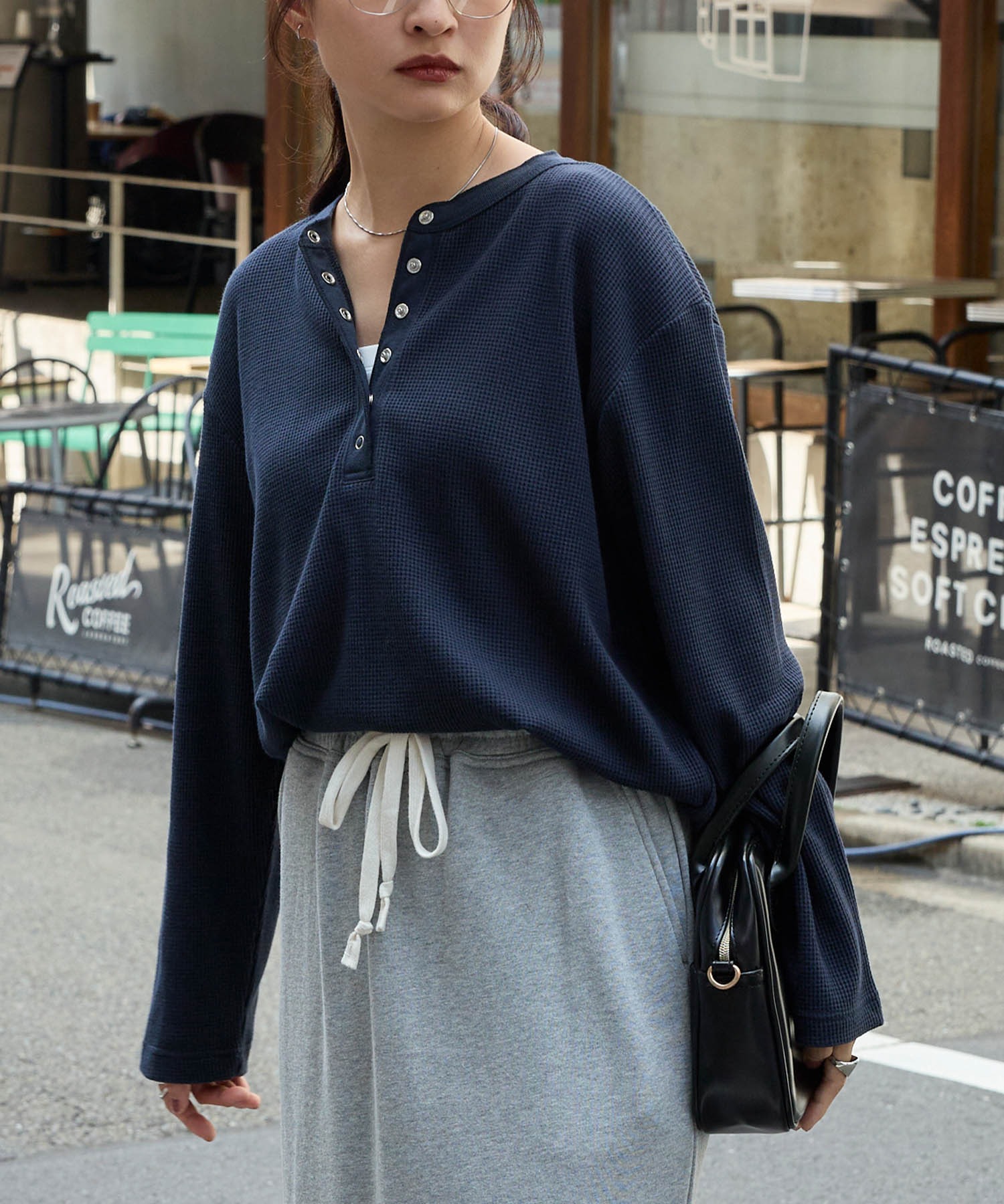 抗菌防臭ワッフル｜ヘンリーネック こなれプルオーバー MONO-MART