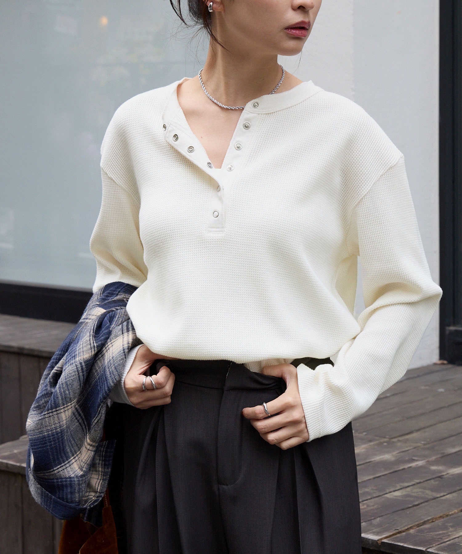 ナ*ラ様 Archive Stone  ヘンリーネックカットソー NFC アクティブメッシュヘンリーネック長袖Tシャツ｜narifuri