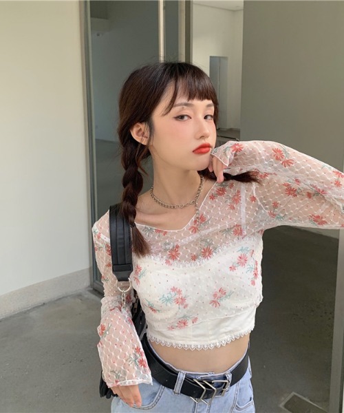 A'GEM/9 × .kom『.kom/ドットケーオーエム』クロップド丈 シースルー